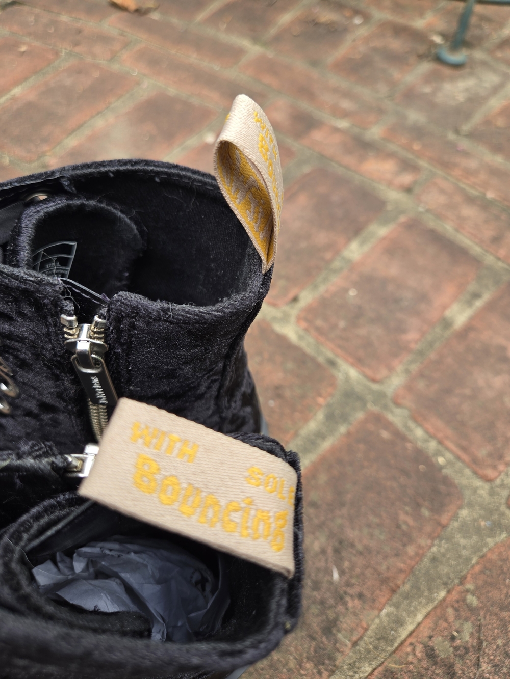 Dr. Martens Crushed Black Velvet Jadon Max Platform Lace-Up Boots with Side Zip - Picture 7 of 9